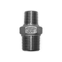 Ниппель резьбовой переходной нержавеющий, AISI304 DN20 х DN15 , (CF8), PN16